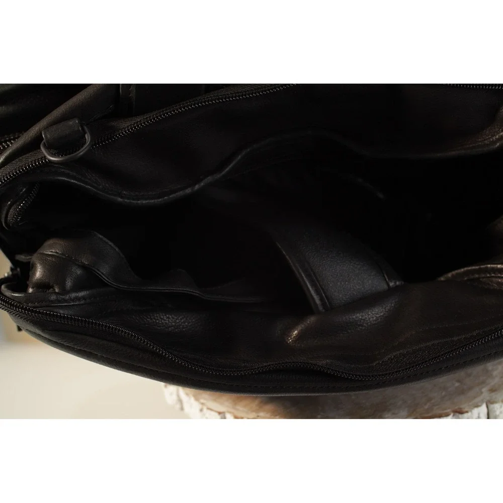 Travelpro Business Collection VIP Black Leather Briefcase Laptop Bag New